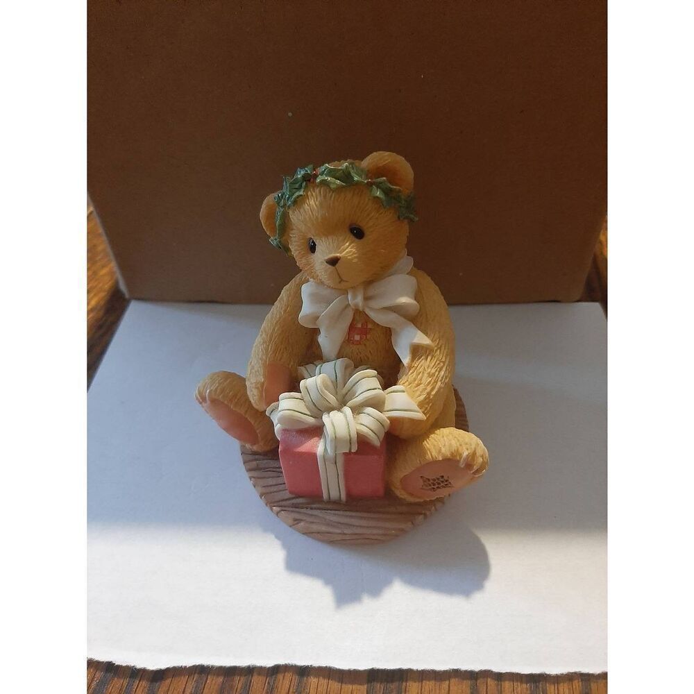 Vintage 98 Cherished Teddies I'm Wrapping up a Holiday Joy Teddy Bear Figurine